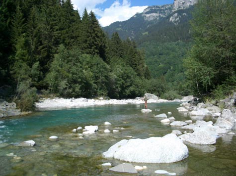 Fly-fishing near source of the Rhein River, Switzerland